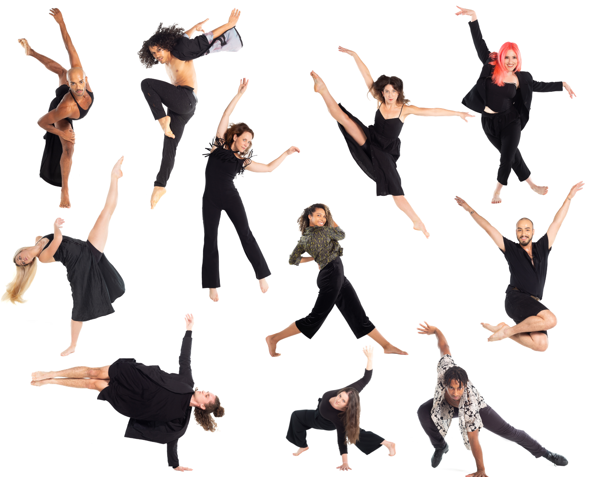 Silhouettes of females in modern dance poses Vector Image