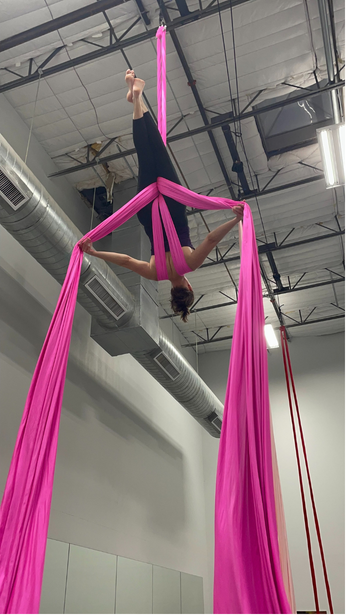 Aerial silks dancer at Hunter Dance Center in Houston